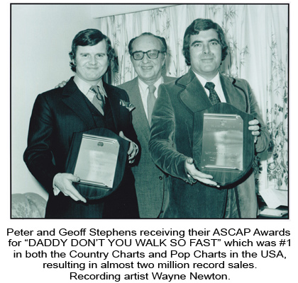 Peter and Geoff Stephens receiving ASCAP Awards